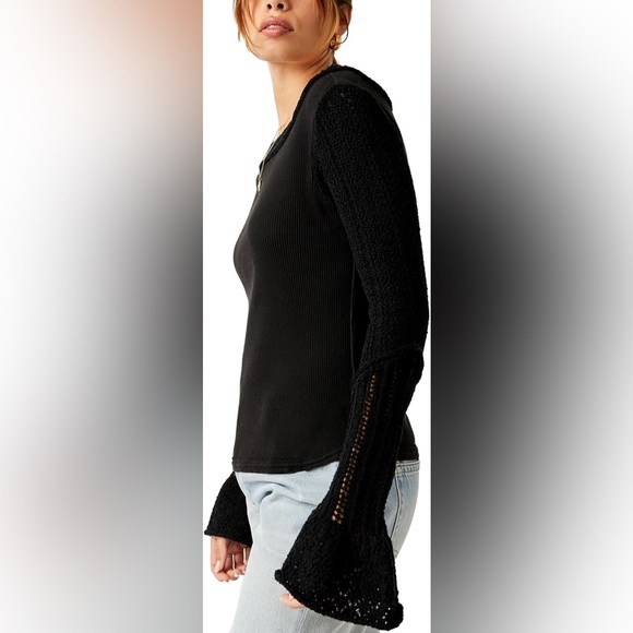 NWT Free People Cuffing Season Black Top Size XL - Picture 2 of 8